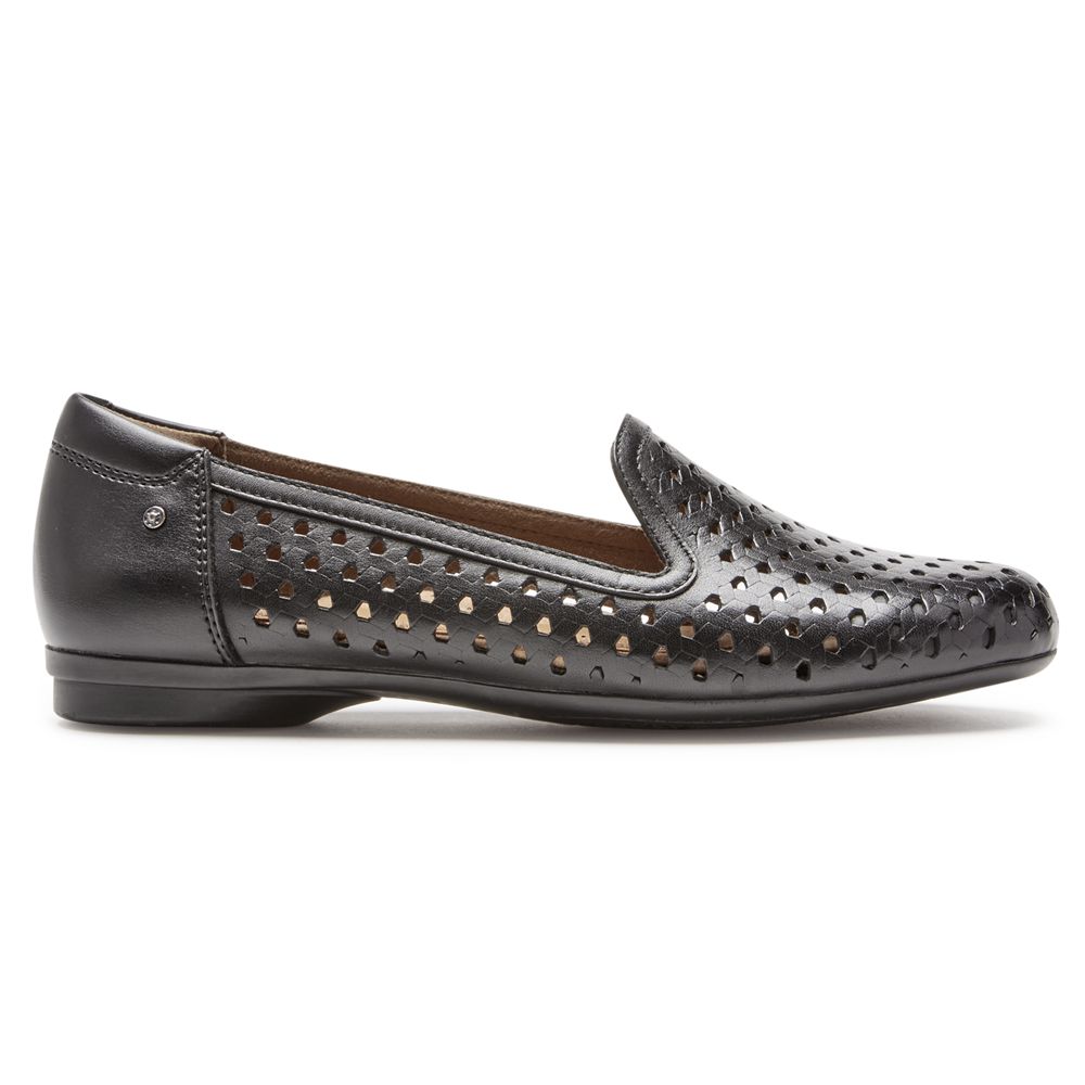 Pantofi De Mers Rockport Dama Cobb Hill Maiika Woven Slip-On Negrii - Romania 8540-GVEXA